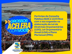 Prefeitura Municipal de Grossos convida população para participar da Consulta Pública Online para a elaboração da LDO 2026, LOA 2026 e PPA 2026-2029